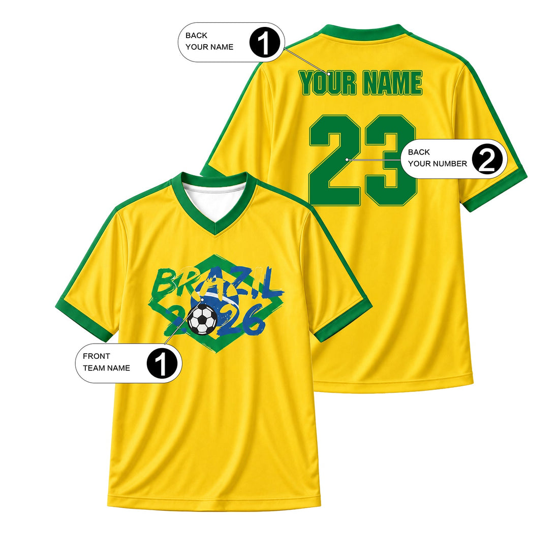 Soccer Brazil National Team Jersey Custom Name Number