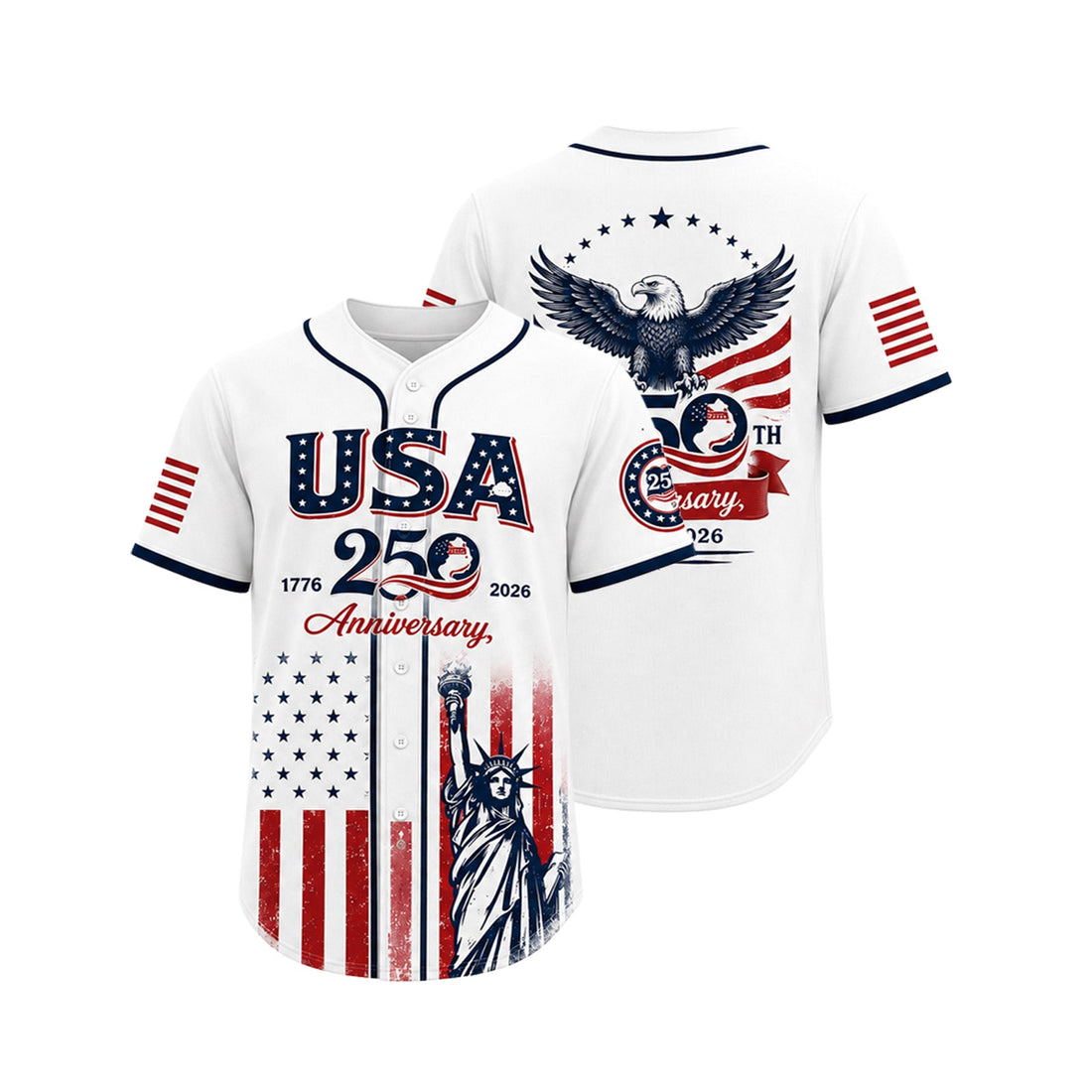 2Pcs USA 250th Anniversary Baseball Jersey For Men & Women