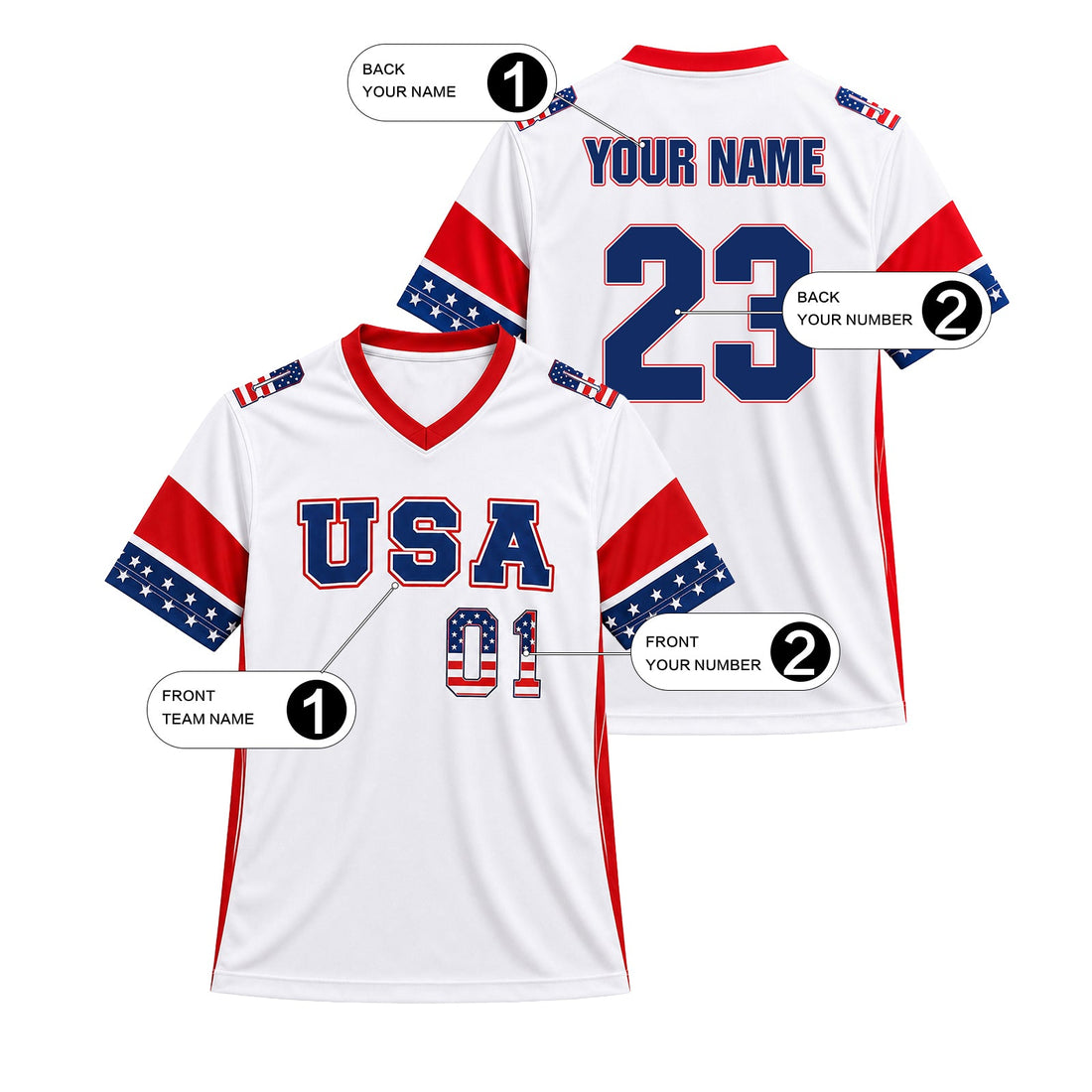 2026 USA Men Soccer Custom Jersey V Neck Tops