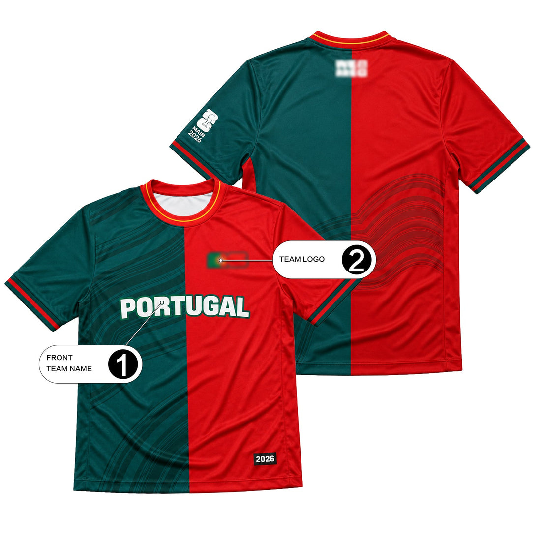2026 Portugal Custom Jersey Personalized Name Logo