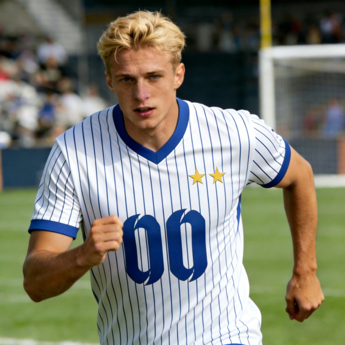 Custom Soccer Jersey for Men Personalized Name Number Blue stripes Soccer Jersey Tops