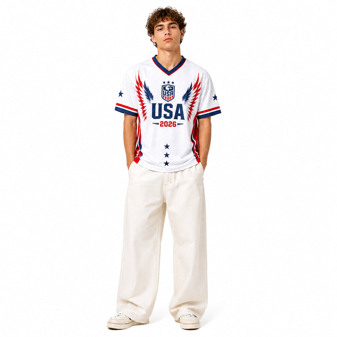 Men USA V Neck American Custom Jersey Tops