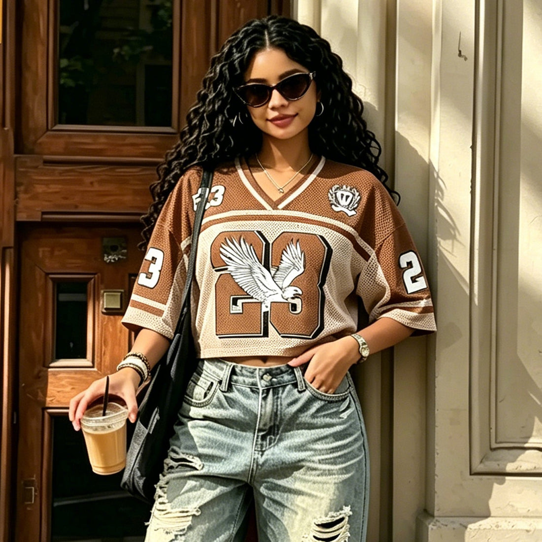 Women Y2K Custom Number Logo Crop Tops Shirts