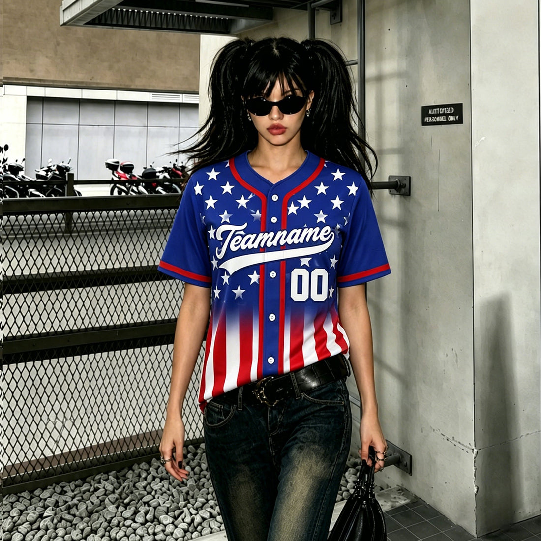 Women Custom Pinstripe Baseball Jersey Hipster Tops