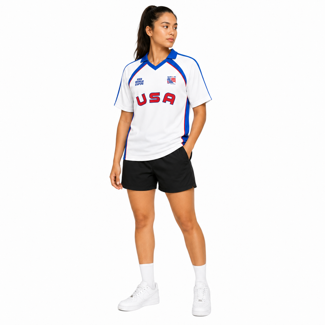 USA Women V Neck Fashion Streetwear Tops