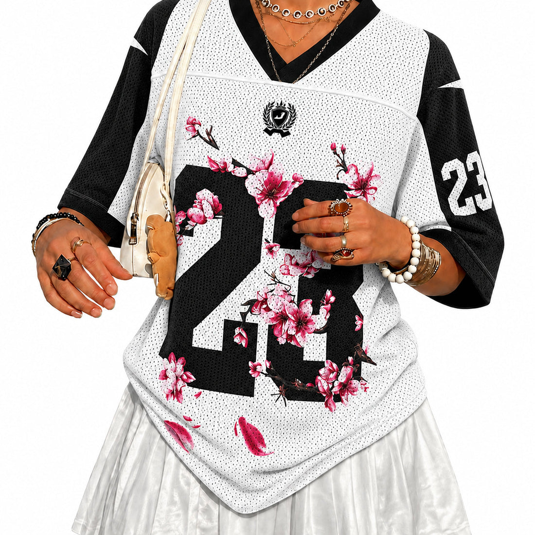 Women V-neck 23 Print Tops