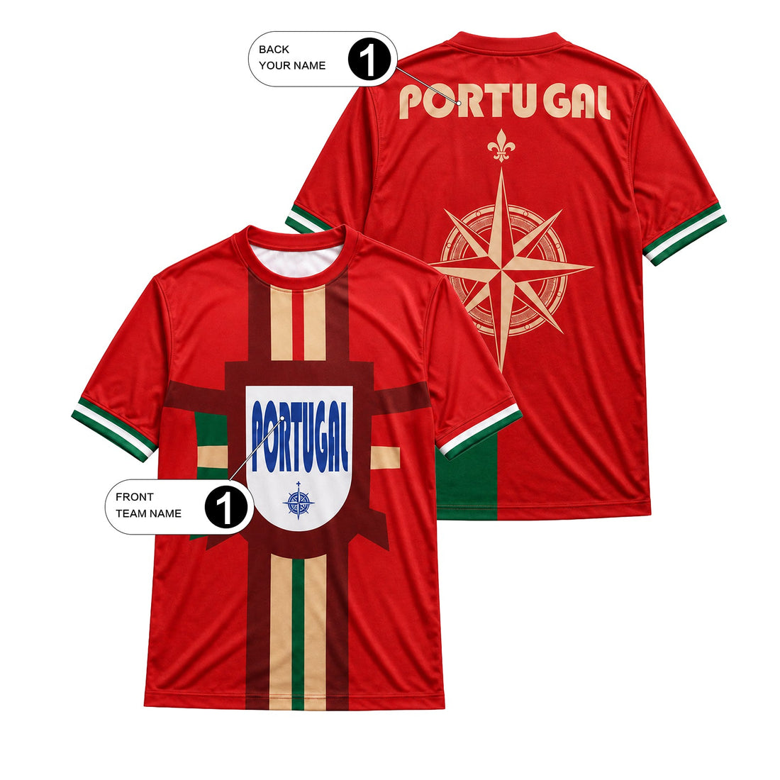 Portugal Custom Soccer Jersey | Personalized Name